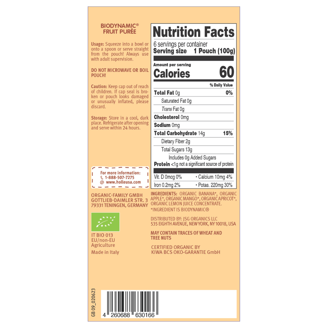Image of Holle Baby Food Pouches - Organic Fruit Puree - Banana Llama